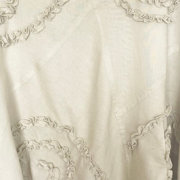 Marisa Christina Linen Blend A-Line Midi Skirt Size 10 Ruffle Swirls Lagenlook - Picture 4 of 8